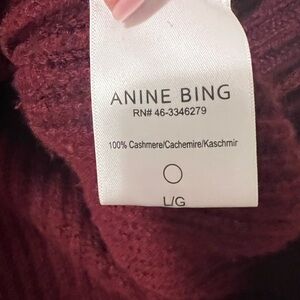 Anine Bing Cashmere Burgundy Crew Neck Sweater